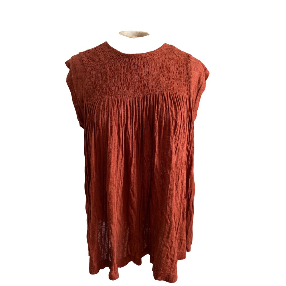 Akemi + Kin Anthropologie Rust Orange Smocked Babydoll XS
